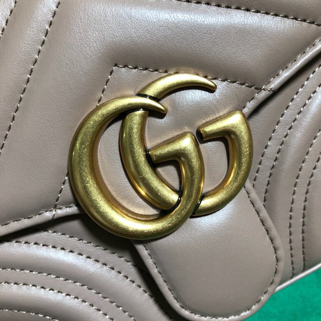 Gucci高仿專櫃女包 547260 古馳GG Marmont系列迷你手提包 Gucci裸粉色原廠皮翻蓋手拎肩背女包  gqy2737